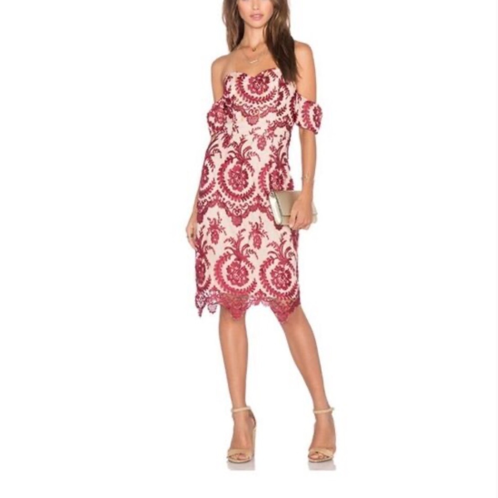 NBD Red and White One Shoulder Sundress
